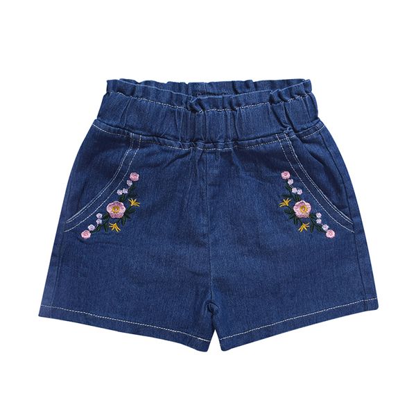 

embroidery flower print cotton short pants toddler casual denim bottoms clothing new summer cute baby girl short pants, Black