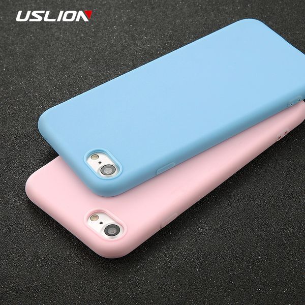 

custom uslion phone case for iphone 11 x 7 6 6s 8 plus 5 5s se xr xs 11 pro max solid color ultrathin soft tpu case candy color cover