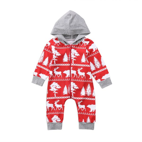 

christmas rompers 2018 new baby deer long sleeves hoodies romper newborn infant girls/boys 0-24month red clothes party gift, Blue
