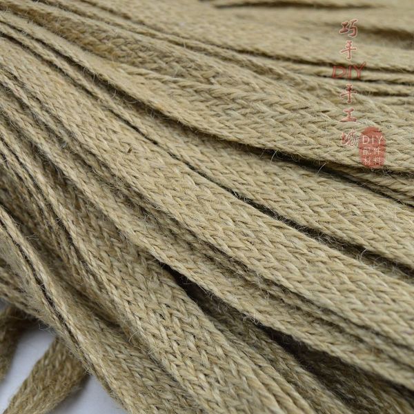 

jute 0.8 /1.0/1.5/ 2.0/ 2.5/3.0/3.5/4.0/ 4.5/5.0cm wide*10 meters knitted flat decoration jute rope rope diy hand weaving, Black;white
