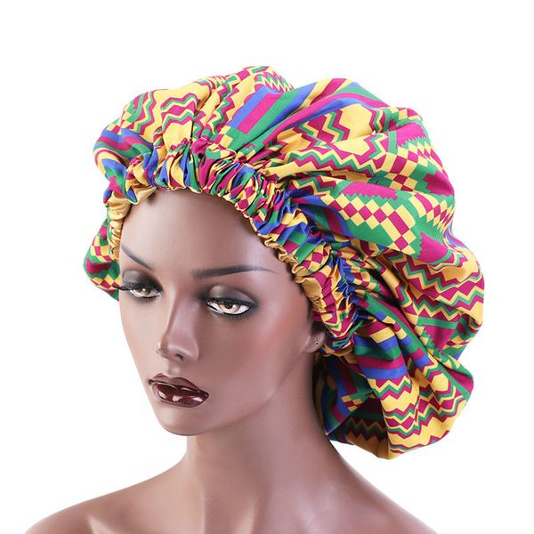 

big size beauty print satin silk bonnet new extra large satin lined bonnet women sleep night cap head cover hat wholesale, Blue;gray