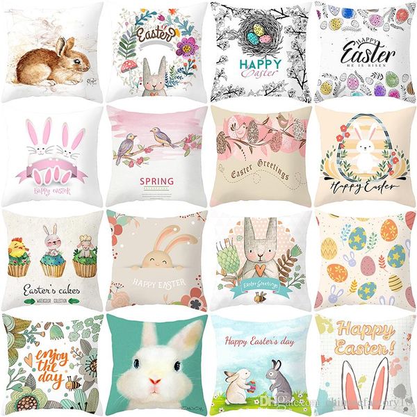 

89 styles easter bunny pillow case letter rabbit egg pillow cover 45*45cm sofa nap cushion covers happy easter home decoration