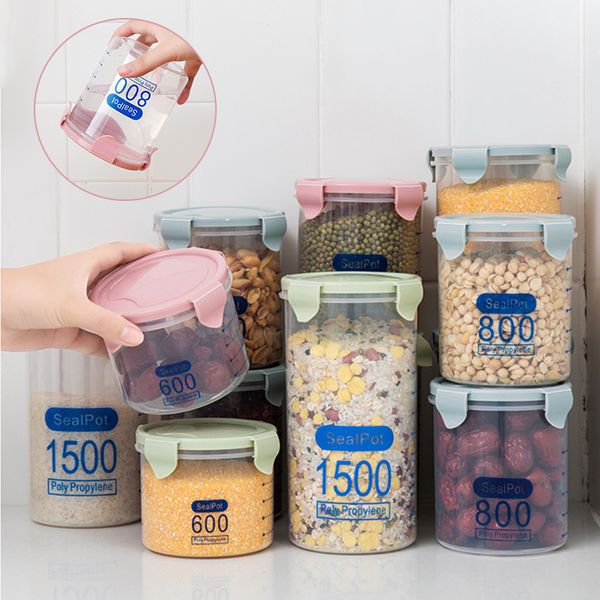 

1pcs 600/800 /1000ml kitchen storage box sealing preservation plastic fresh pot container box organizer case kitchen