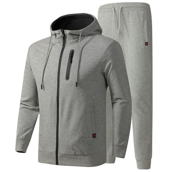

men's tracksuit spring autumn cotton sportswear suits male casual sets sweatshirt+pants quality clothes asian size l-6xl, Gray