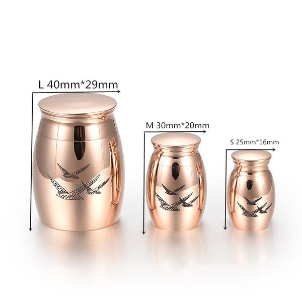 

iju013 stainless steel with swallow pattern rose gold jar keepsake funeral for ashes custom engraved cremation urn for pets human ashes, Silver