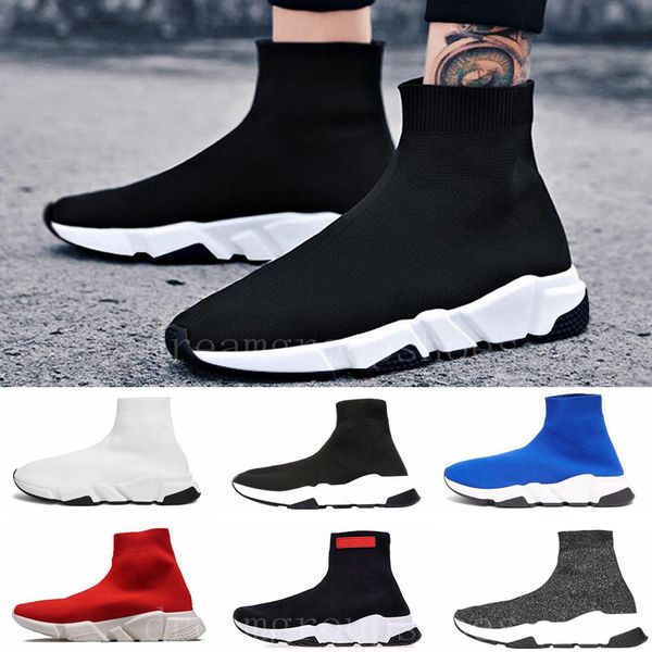 

2019 designer socks shoes fashion women sneakers speed trainer black red white blue mens trainers casual shoe runner light sole