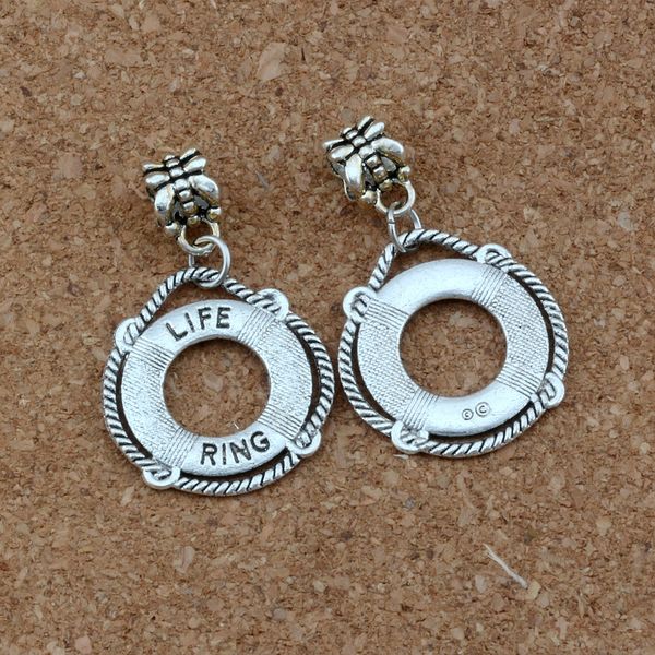 

100pcs/lot dangle antique silver life ring alloy charm beads fit charm bracelet jewelry diy 21.8x35.5mm a-418a, Bronze;silver