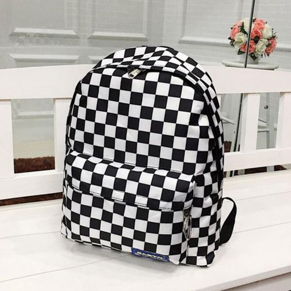 

lattice backpack student water repellen nylon backpack women escolar mochila quality brand lapbag school plaid backpack