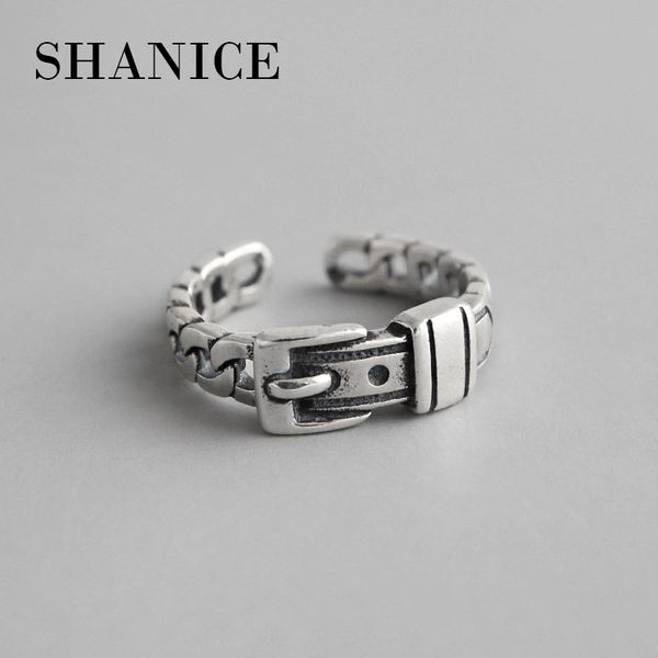 

shanice korean version s925 sterling silver open ring retro ins belt buckle chain female ring personality adjustable punk ring