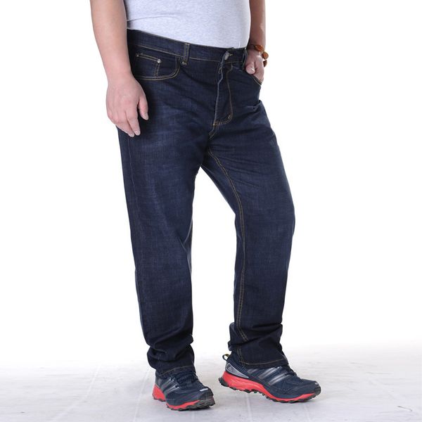 

new arrival men's autumn elastic cotton jeans fashion loose long trousers large male size 36-40 41-48, Blue
