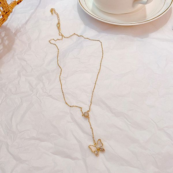 

y style butterfly choker necklace metal chain, Silver