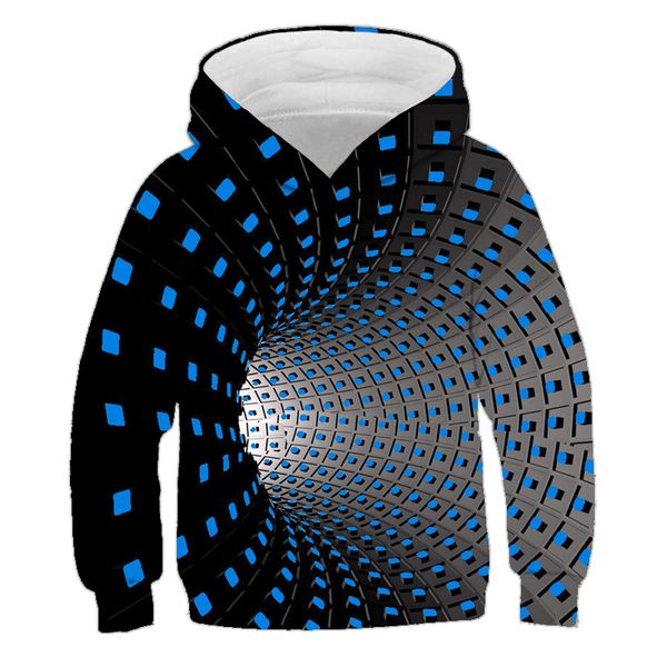 

2020 мальчик новый 3d худи балахон головокружение личность мальчик девочка универсальный осень черный и белый размер 100-160, Black