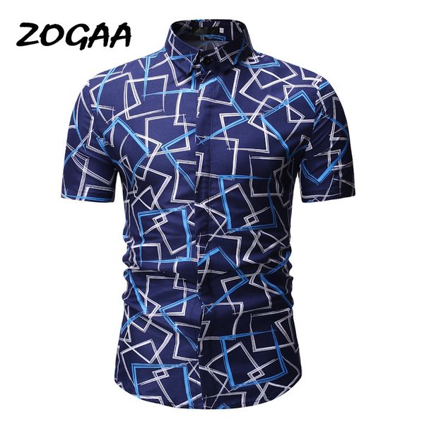 

zogaa new fashion breathable short sleeve geometric printing fashion casual slim short sleeve shirt summer 3xl, White;black