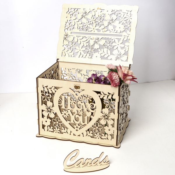 

wooden wedding card boxes with lock and card sign for weddings receptions birthdays graduations baby showers decorations