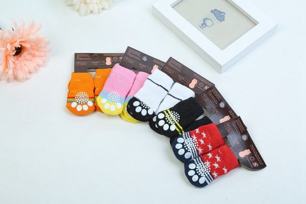 

4pcs pets socks cute puppy dogs pet knits socks warm random color articulos para mascota