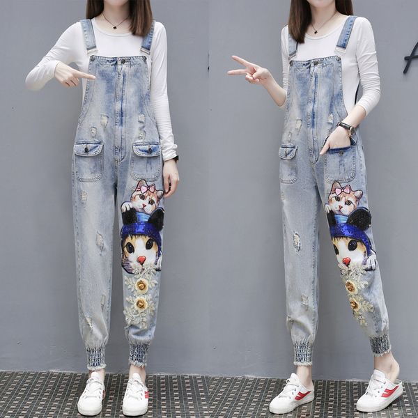 

lavender european fashion sequins denim overalls shuhua83, Blue
