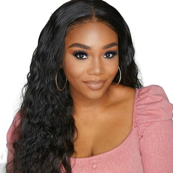 

transparent lace front human hair wigs brazilian virgin body wave glueless full lace frontal wig pre plucked baby hair, Black