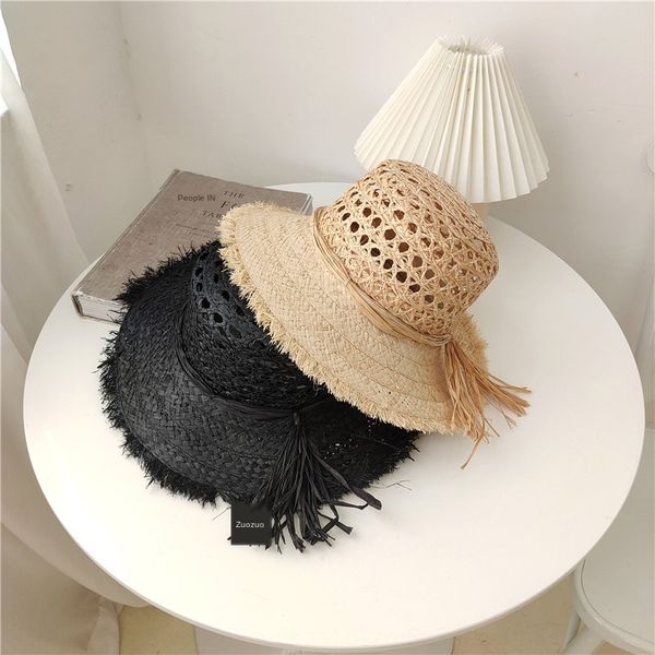 

niche hollowed-out woolen lafite female flat mesh all-match sun beach straw hat mesh straw hat hat, Blue;gray