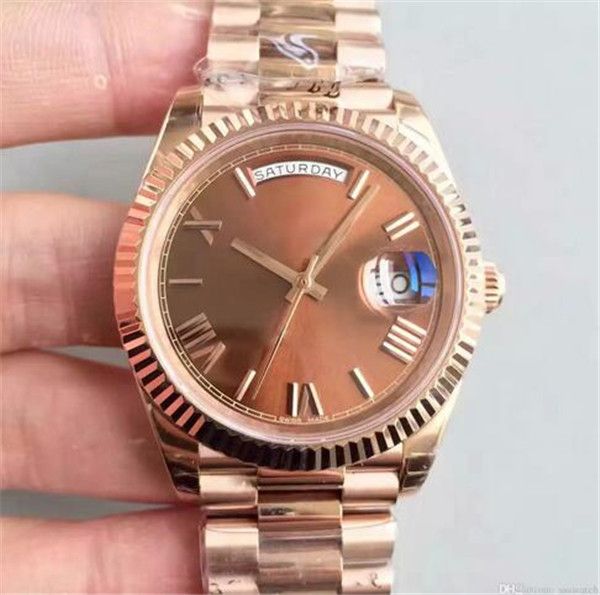 

76 luxury watch 40mm roman digital dial 18ct rose gold shell chocolate 228235 series automatic mechanical movement sapphire glass headband s, Slivery;brown
