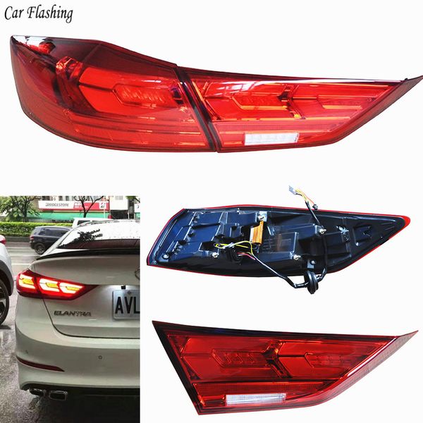 

car flashing 2pcs led for elantra 2017 2018 tail rear light led lights parking taillights reversing taillight case