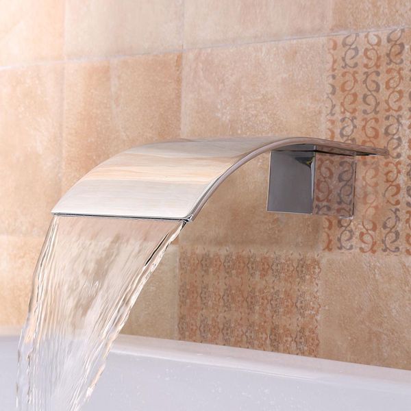 2020 Solid Brass Waterfall Square Basin Sink Faucet Wall Mounted