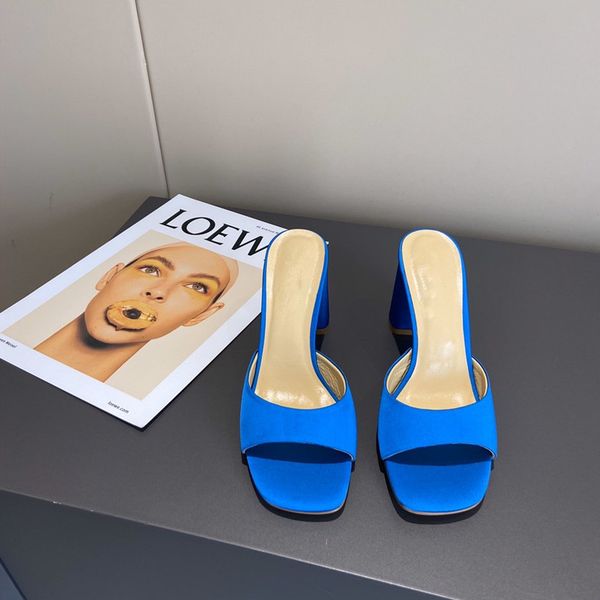 

women high heel slippers genuine leather lady chunky heel slippers beach shoes loafers frech style free, Black