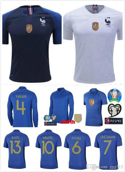 

2019 2 звезды mbappe футбол джерси майо-де-футового equipe сотой годовщина 2019 griezmann pogba кант жир футбол джерси 100 лет, Black;yellow