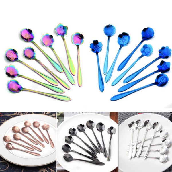

8pcs flower shape stainless steel tea coffee spoons ice cream cutlery new & hot