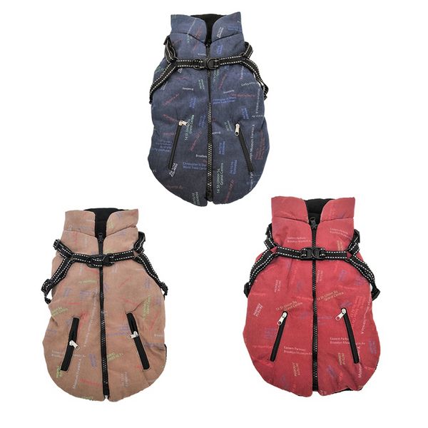 

pet thicker пальто собаки зимы теплая куртка щенок одежда жилет с harness для малого среднего для собак щенок йоркширского outfit
