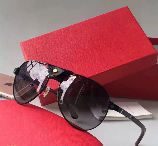 

wholesale-new 2017 luxury sunglasses 8200862 design lens and uv400 lens picture frame and its metal leg is wrapping material, White;black