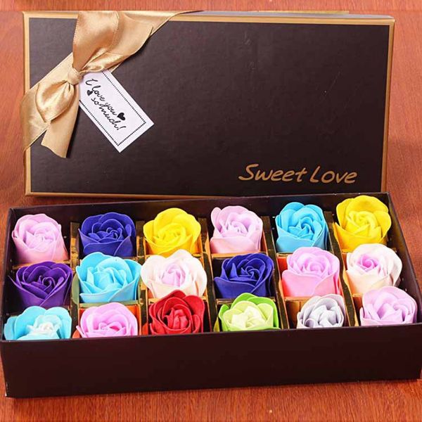 

18pcs gradient color soap rose head beauty wedding valentine's day gift wedding bouquet home decoration hand flower art