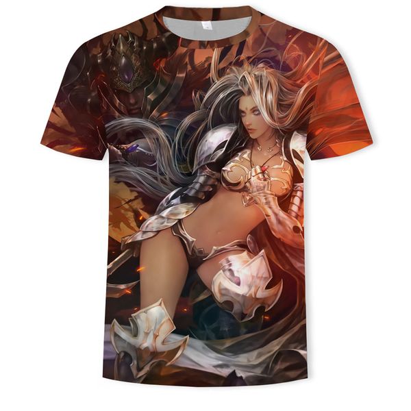 

menscartoon beauty printing tide brand short-sleeved t-shirt, White;black