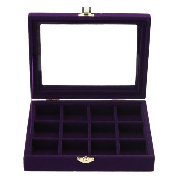 

new fashion jewelry box jewelry storage box velvet glass display tray holder ring necklace storage, Black