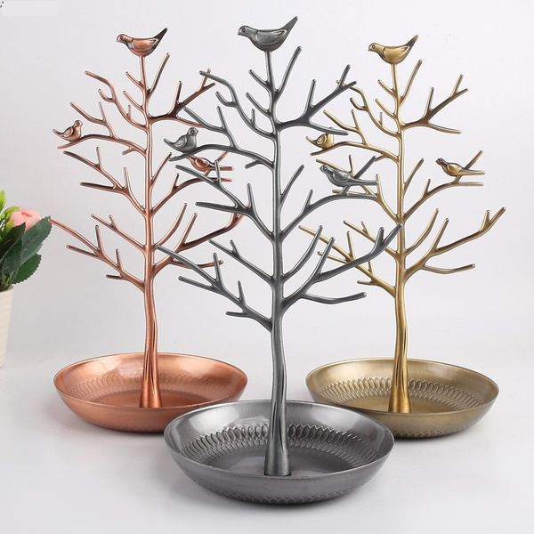 

h190055 creative fashion iron tree&tray jewelry display rack prop holder set for bracelet necklace& ring display, Pink;blue