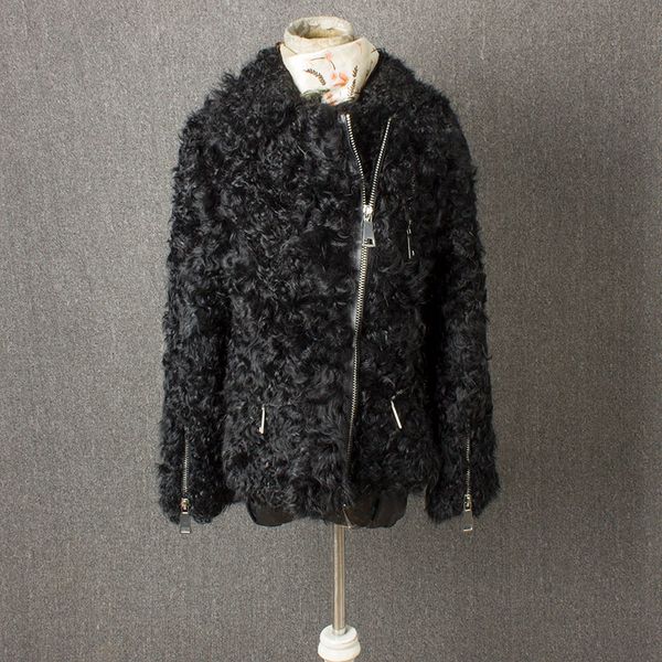 

real fur jacket women winter coat winter jacket women high grade zipper wool, Black