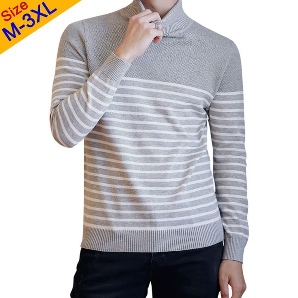 

4color turtleneck sweaters men pullover cotton striped male sweater jumpers autumn winter high-neck knitwear 2019 new brand muls, White;black
