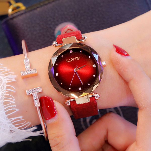 

2019 fashion rose gold women watches luxury diamond ladies starry sky watch women waterproof female wristwatch for gift clock, Slivery;brown