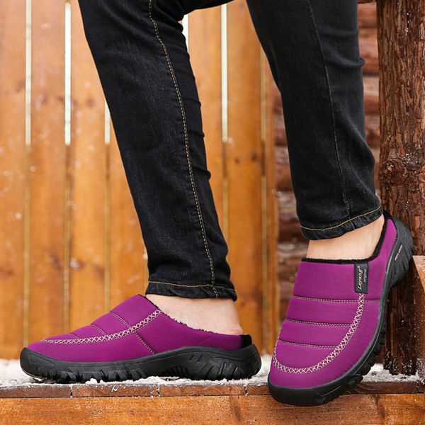

plus velvet warm and comfortable cotton slippers large size leisure home flat with shallow slippers winter warm cotton, Black