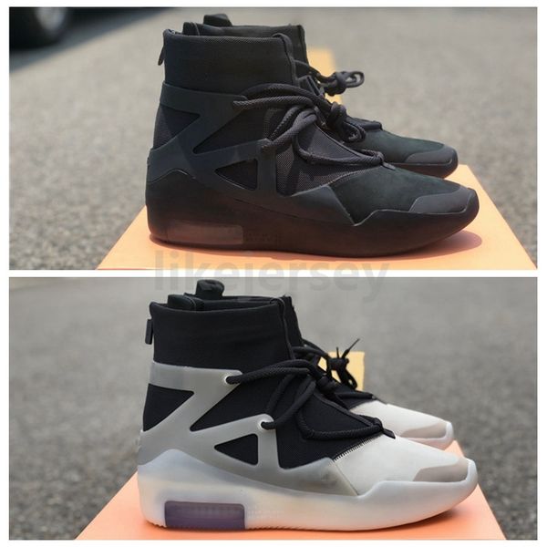 

fear of god 1 fog string triple black high basketball shoes mens authentic sport sneakers size 40-47