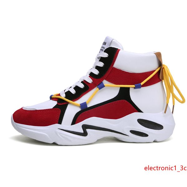 мужчины s дизайнер высокой пятки вскользь ботинок способа черный красный открытый крытый универсальный толстая нижняя поверхность кожи случа