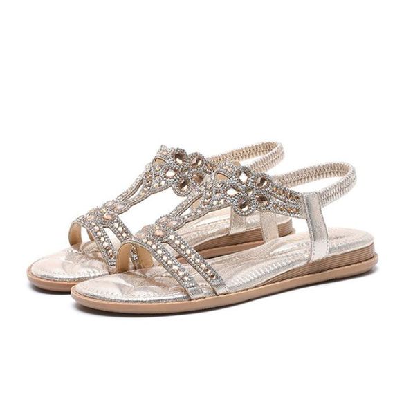

2020 women sandals flat summer women sandals crystal bohemia ethnic flat flip flops casual string bead beach shoes wom, Black