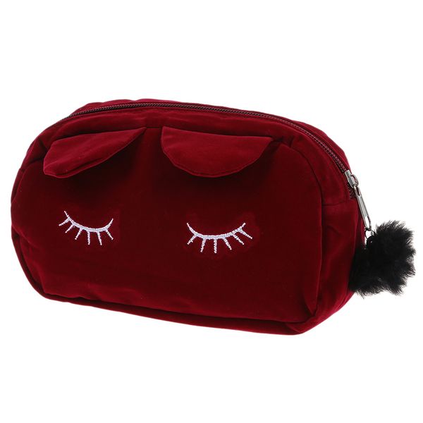 

cartoon storage case travel makeup pouch cosmetic bag (wine red