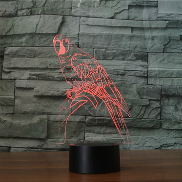 

3d led parrot shape table lamp 7 colors atmosphere budgerigar bird nightlight usb battery power lampara bedside lamp kids gifts