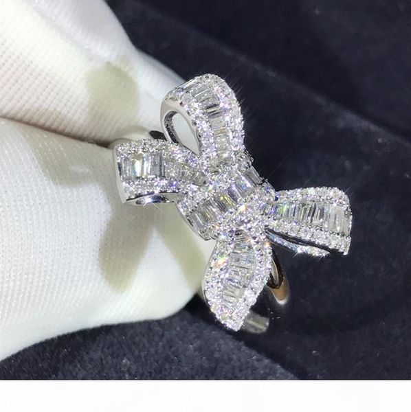 

choucong new arrival luxury jewelry 925 sterling silver t princess cut white z cz diamond party butterfly women wedding band ring gift, Slivery;golden