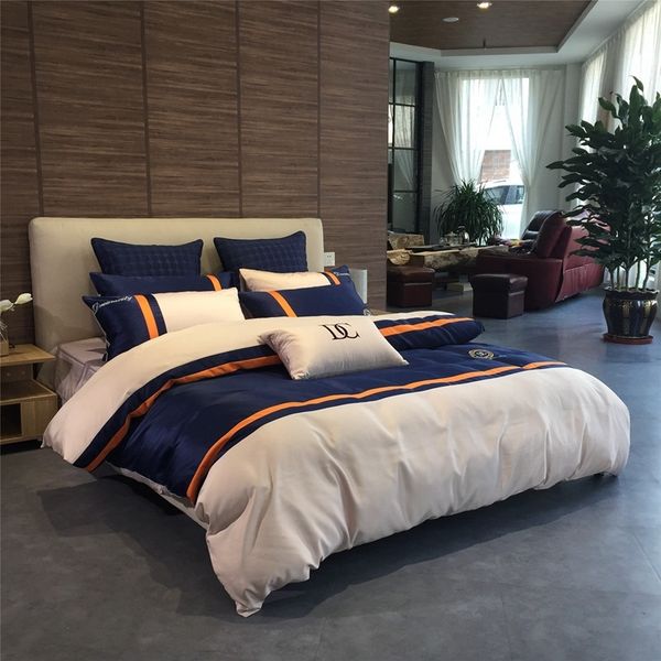 

european modern business bedding wash silk version cotton cottonqueen bed comforters sets designer bedding sets quilt cover 4 pieces suit ne