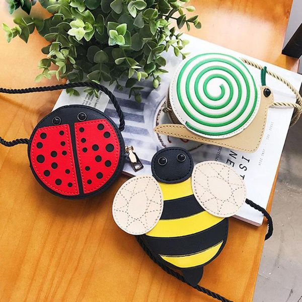 

cartoon little baby girls boys messenger bags ladybug mini shoulder bag crossbody kids children pu leather purse pouch handbags