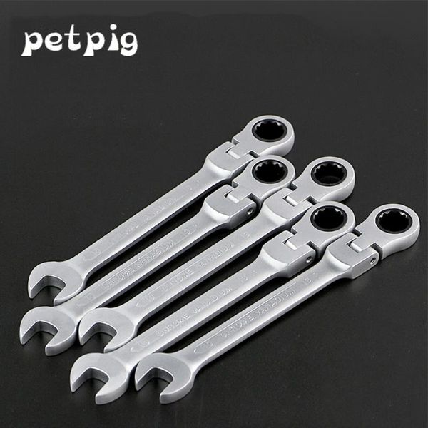 

petpig 6-24mm flexible head ratcheting wrench keys set wrenches combination chromed gear spanner tool set car repair ratchet