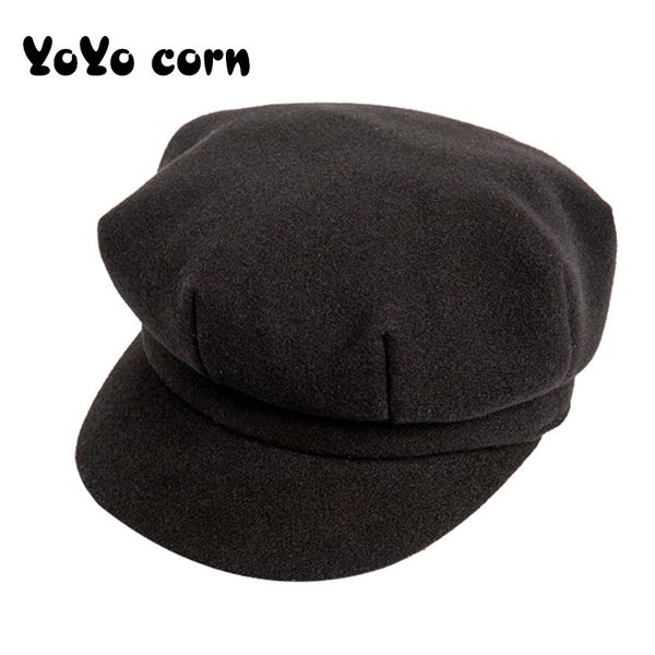 

yoyocorn beret women's autumn and winter models net red british retro octagonal cap korean version of the trendy hat, Blue;gray