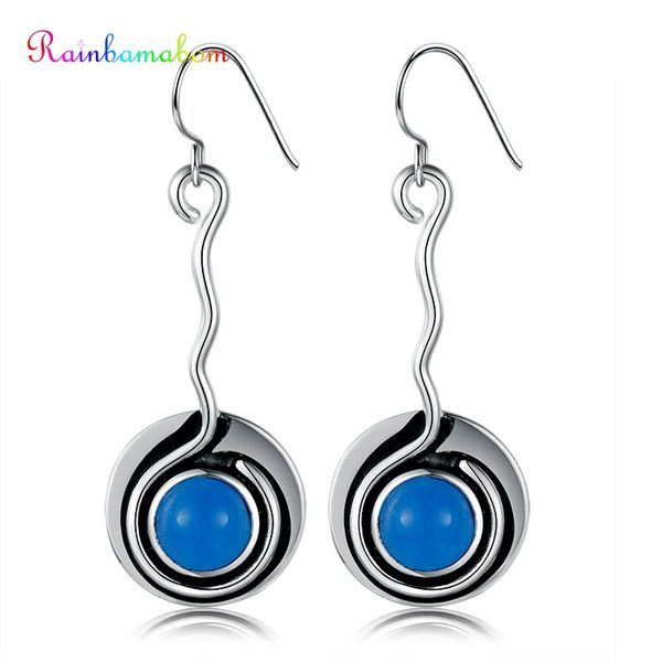 

rainbamabom 925 solid sterling silver создано sapphire gemstone падения мотаться крюк серьги изящные ювелирные изделия оптовая перевозка гру, Golden;silver