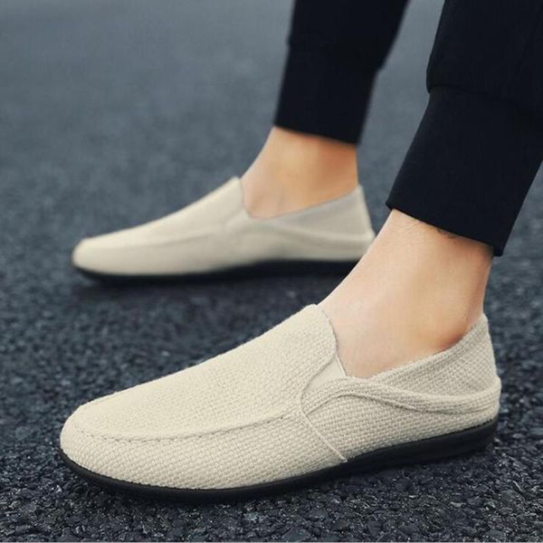 

linen breathable male flat shoes 2018 new summer new casual driving shoes lightweight wear-resistant slippery lazy 459, Black